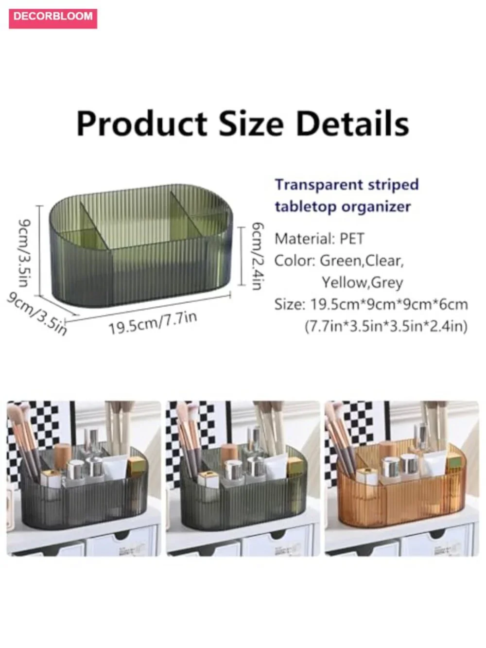 Large Capacity 5 Slot Makeup Brush Holder Acrylic Cosmetic Organizer Vanity
